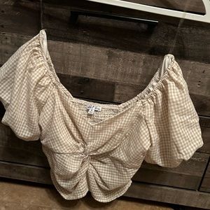 Plaid beige crop top. Size Medium